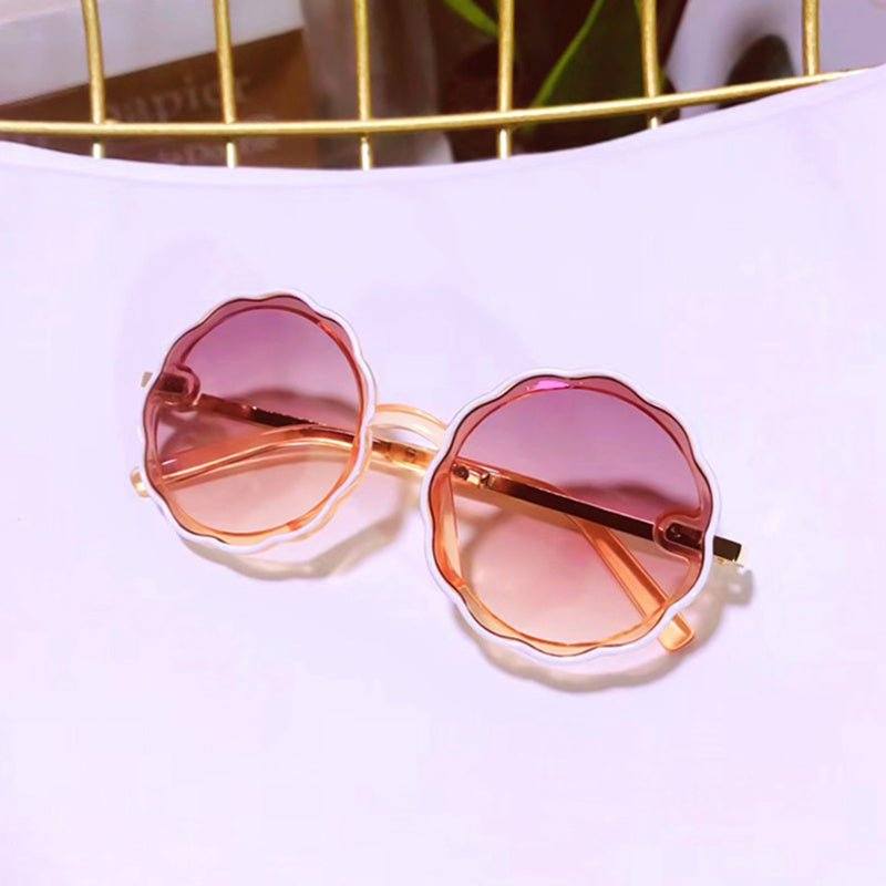 kids vintage sunglasses-Kids Wave Frame Vintage Round Frame Sunglasses-shopluxelook.store