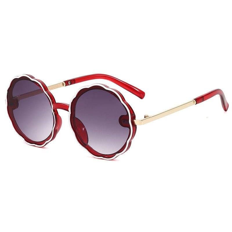 kids vintage sunglasses-Kids Wave Frame Vintage Round Frame Sunglasses-shopluxelook.store