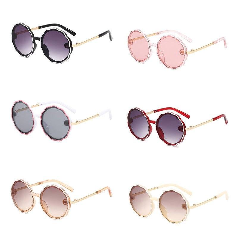 kids vintage sunglasses-Kids Wave Frame Vintage Round Frame Sunglasses-shopluxelook.store