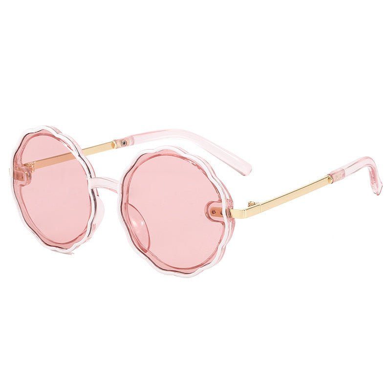 kids vintage sunglasses-Kids Wave Frame Vintage Round Frame Sunglasses-shopluxelook.store