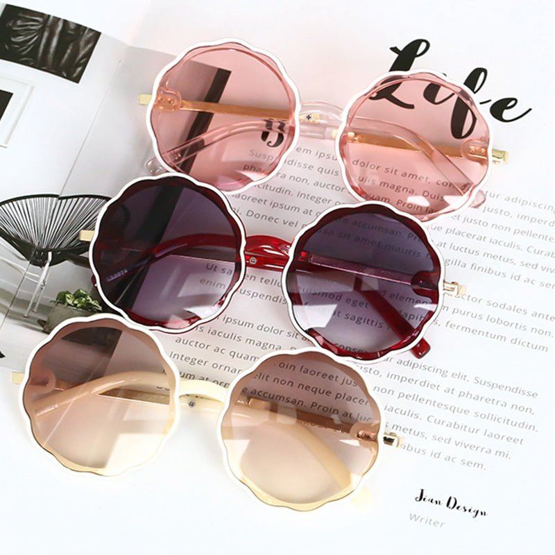 kids vintage sunglasses-Kids Wave Frame Vintage Round Frame Sunglasses-shopluxelook.store