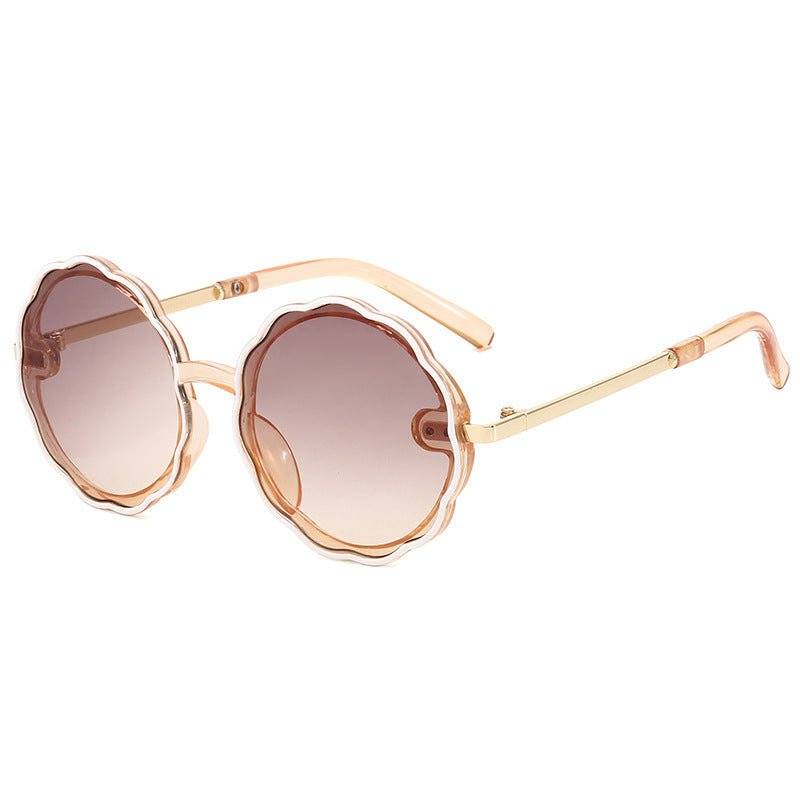 kids vintage sunglasses-Kids Wave Frame Vintage Round Frame Sunglasses-shopluxelook.store