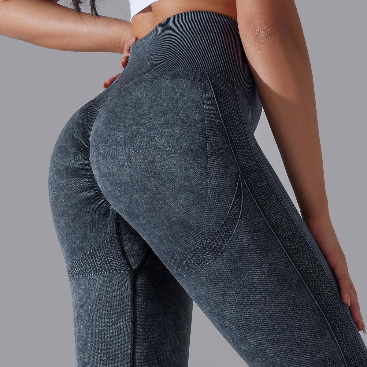 knitted seamless yoga pants-Knitted Seamless Yoga Pants Running Sports Fitness High Waist Butt Lifting Leggings Womens Clothing-shopluxelook.store