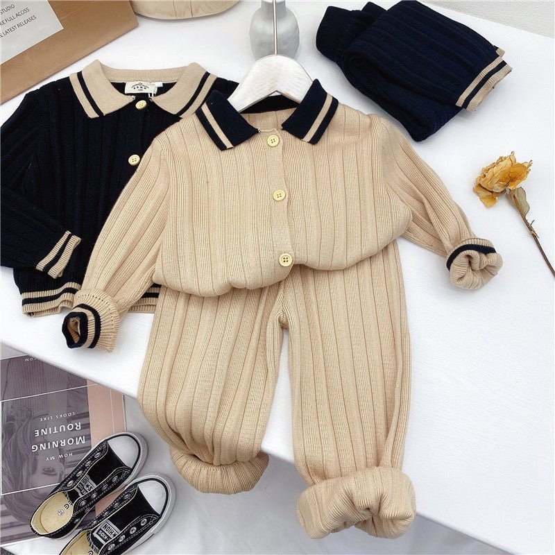 knitted two piece girls sweater childrens suit-Knitted Two-piece Girl's Sweater Children's Suit-shopluxelook.store