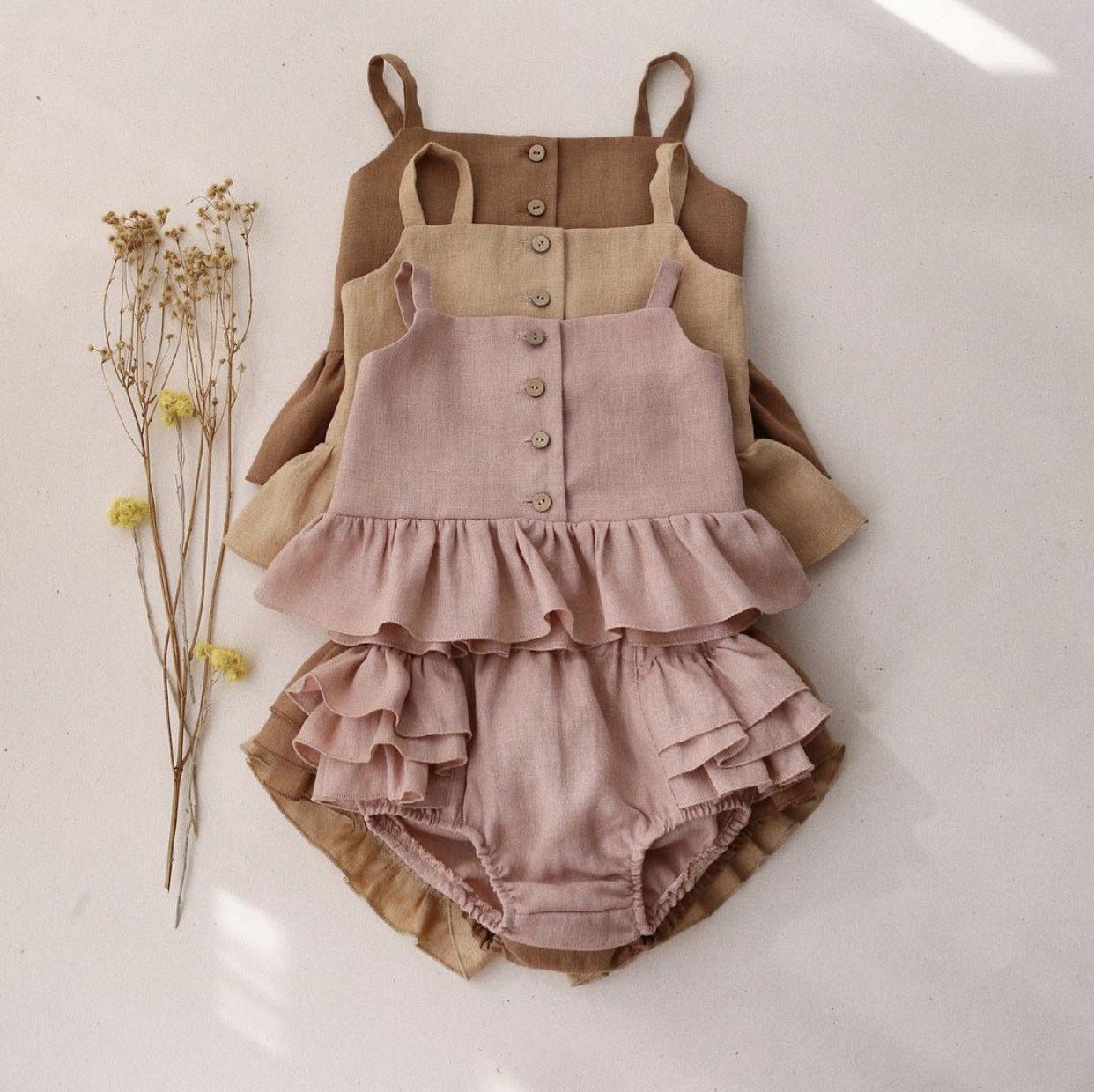 baby suit-Ma Female Baby Suit Summer Sling Top Four-corner Ruffled Shorts Girls Two-piece Infant Clothing-shopluxelook.store