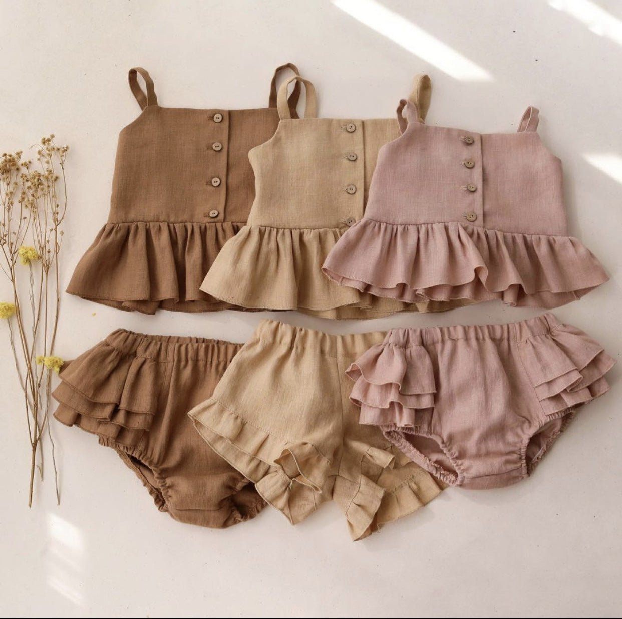 baby suit-Ma Female Baby Suit Summer Sling Top Four-corner Ruffled Shorts Girls Two-piece Infant Clothing-shopluxelook.store