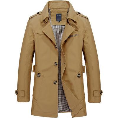 mens casual jacket-Men's casual jacket mid-length trench coat-shopluxelook.store