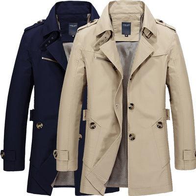 mens casual jacket-Men's casual jacket mid-length trench coat-shopluxelook.store