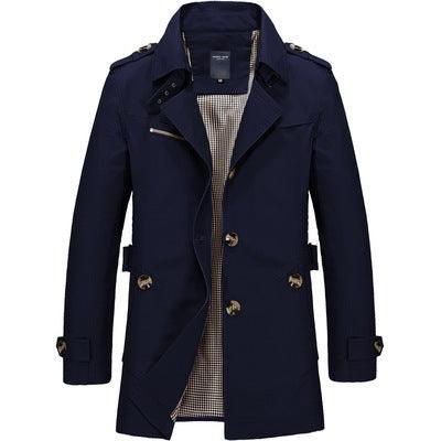 mens casual jacket-Men's casual jacket mid-length trench coat-shopluxelook.store