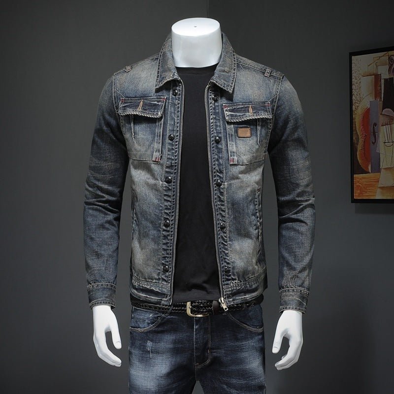 mens denim jacket plus size-Men's Denim Jacket Plus Size Denim Jacket-shopluxelook.store