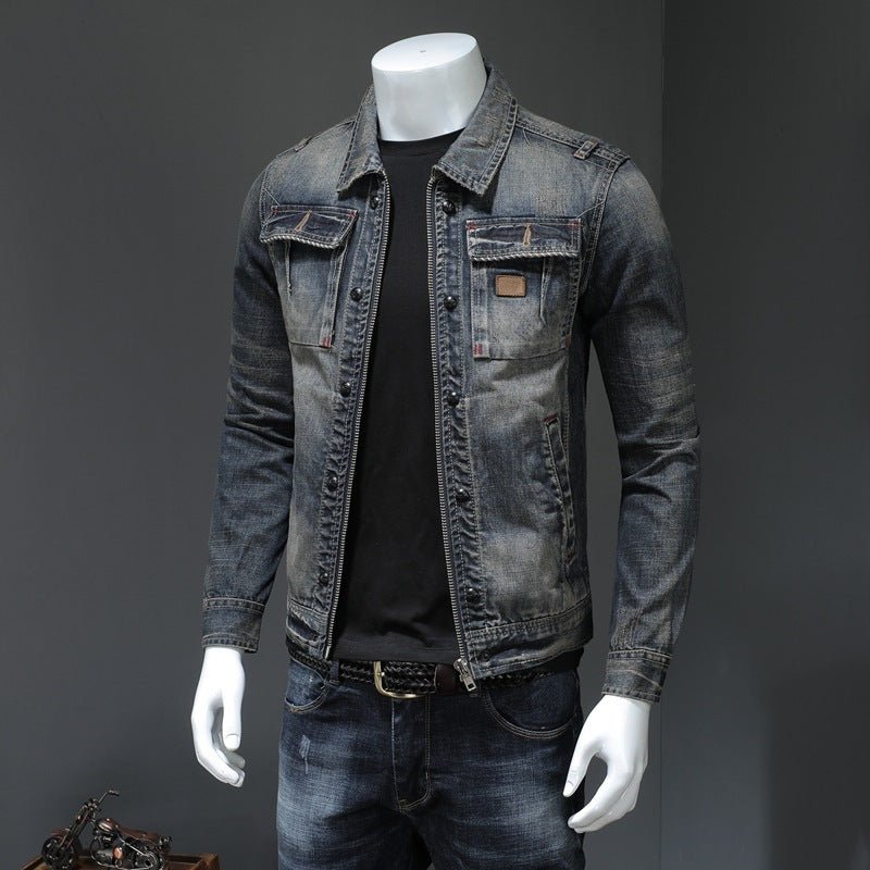 mens denim jacket plus size-Men's Denim Jacket Plus Size Denim Jacket-shopluxelook.store