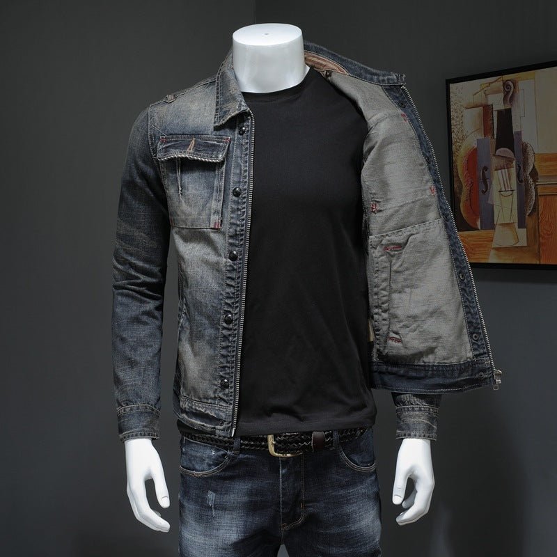 mens denim jacket plus size-Men's Denim Jacket Plus Size Denim Jacket-shopluxelook.store