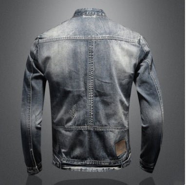 mens fashion jacket-Men's Fashion Stand Collar Zip Embellished Jacket-shopluxelook.store