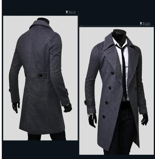 Men's Long Trench Coat-shopluxelook.store