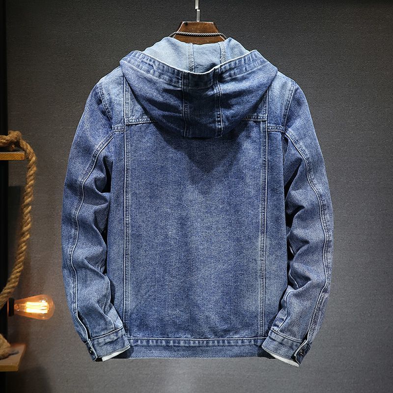 mens trendy hooded denim jacket-Men's Trendy Hooded Denim Jacket-shopluxelook.store