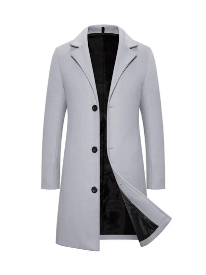 Men's Woolen Coat Slim-fit Mid-length Trench Coat-shopluxelook.store