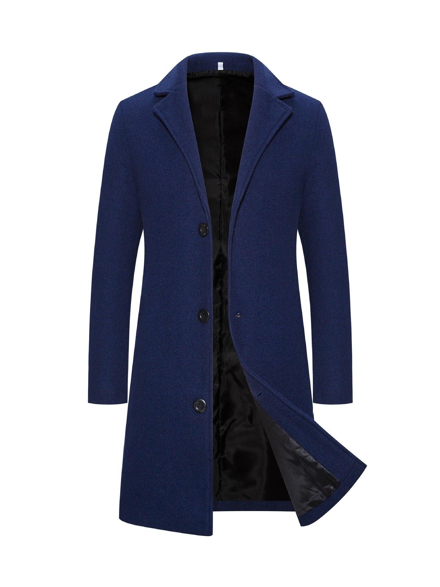 Men's Woolen Coat Slim-fit Mid-length Trench Coat-shopluxelook.store