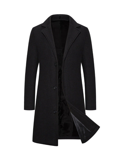 Men's Woolen Coat Slim-fit Mid-length Trench Coat-shopluxelook.store