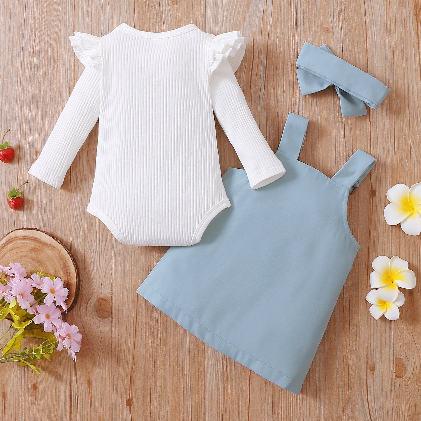 Newborn Baby Girls Autumn Clothes Set Solid Long Sleeve-shopluxelook.store