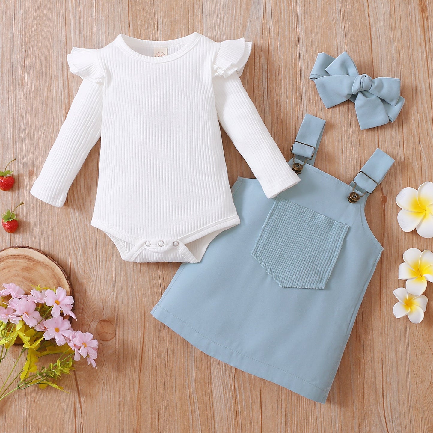 Newborn Baby Girls Autumn Clothes Set Solid Long Sleeve-shopluxelook.store