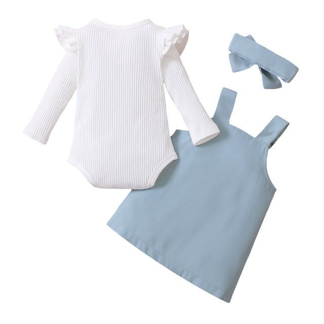 Newborn Baby Girls Autumn Clothes Set Solid Long Sleeve - Luxury 0 by Shop Luxe Look