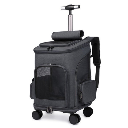 Portable Folding Trolley Pet Backpack Traveling Cat Backpack With Universal Wheel Trolley Pet Bag - Luxury 0 by Shop Luxe Look