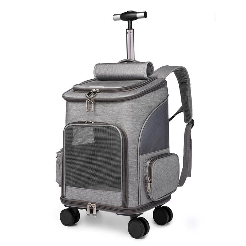 Portable Folding Trolley Pet Backpack Traveling Cat Backpack With Universal Wheel Trolley Pet Bag - Luxury 0 by Shop Luxe Look