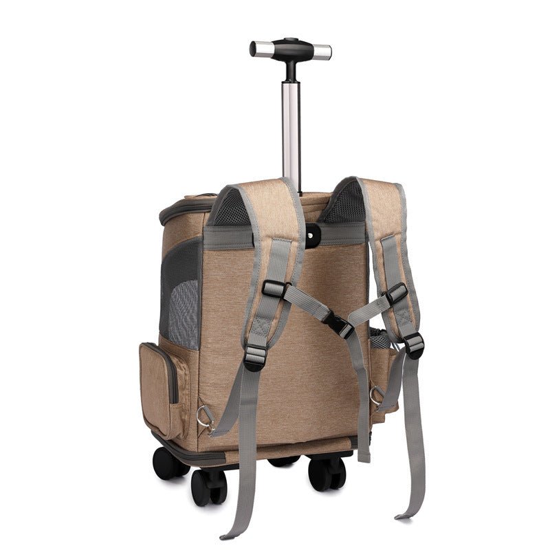 Portable Folding Trolley Pet Backpack Traveling Cat Backpack With Universal Wheel Trolley Pet Bag - Luxury 0 by Shop Luxe Look