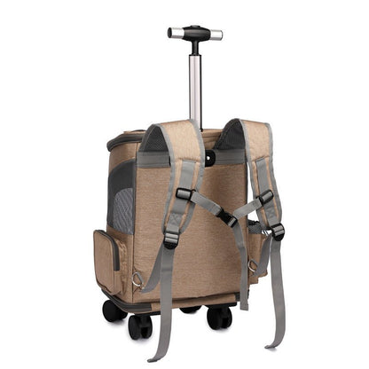 Portable Folding Trolley Pet Backpack Traveling Cat Backpack With Universal Wheel Trolley Pet Bag - Luxury 0 by Shop Luxe Look