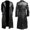 Black Leather Trench Coat - Black / S