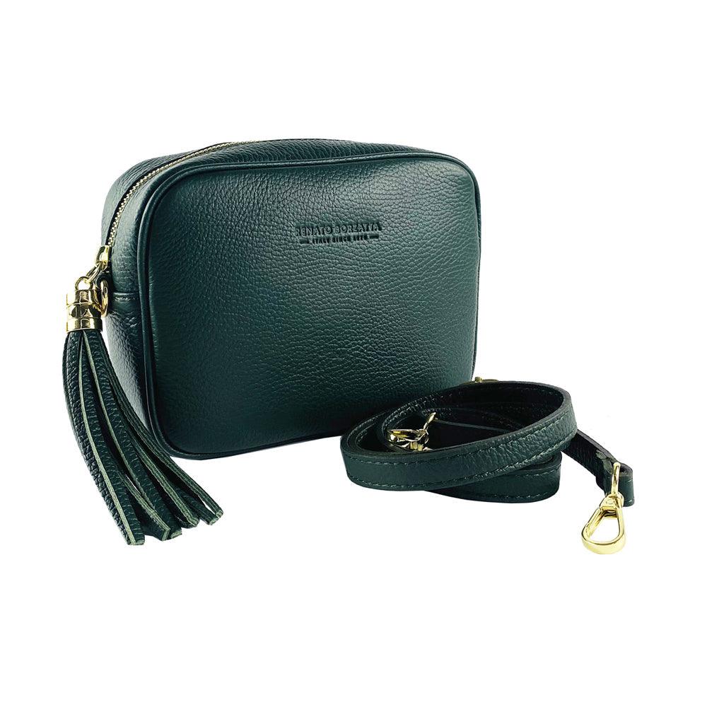 RB1024BF | Women's handbag in genuine leather Made in Italy with removable shoulder strap. Large internal removable bag. Glossy gunmetal-shopluxelook.store