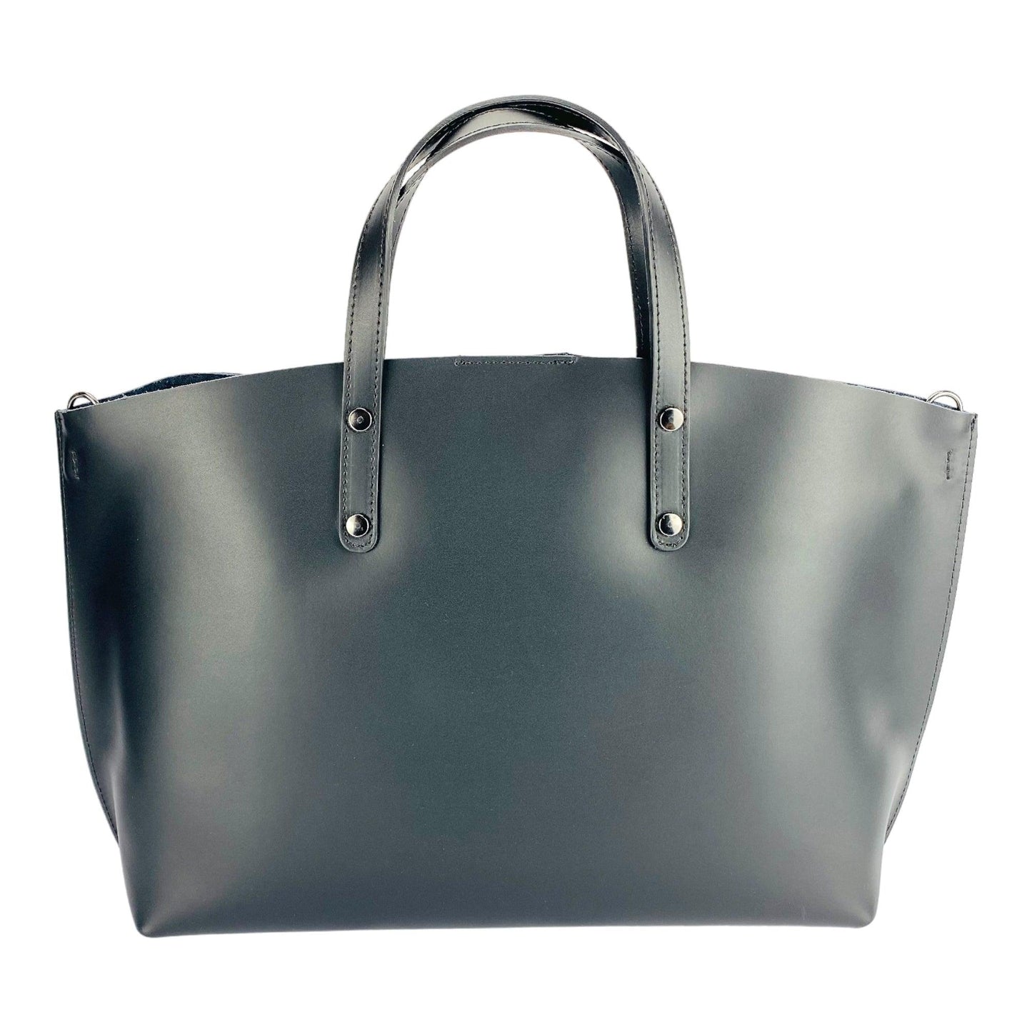 RB1024BF | Women's handbag in genuine leather Made in Italy with removable shoulder strap. Large internal removable bag. Glossy gunmetal-shopluxelook.store