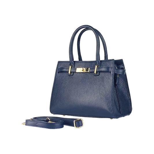 RB1024BF | Women's handbag in genuine leather Made in Italy with removable shoulder strap. Large internal removable bag. Glossy gunmetal-shopluxelook.store