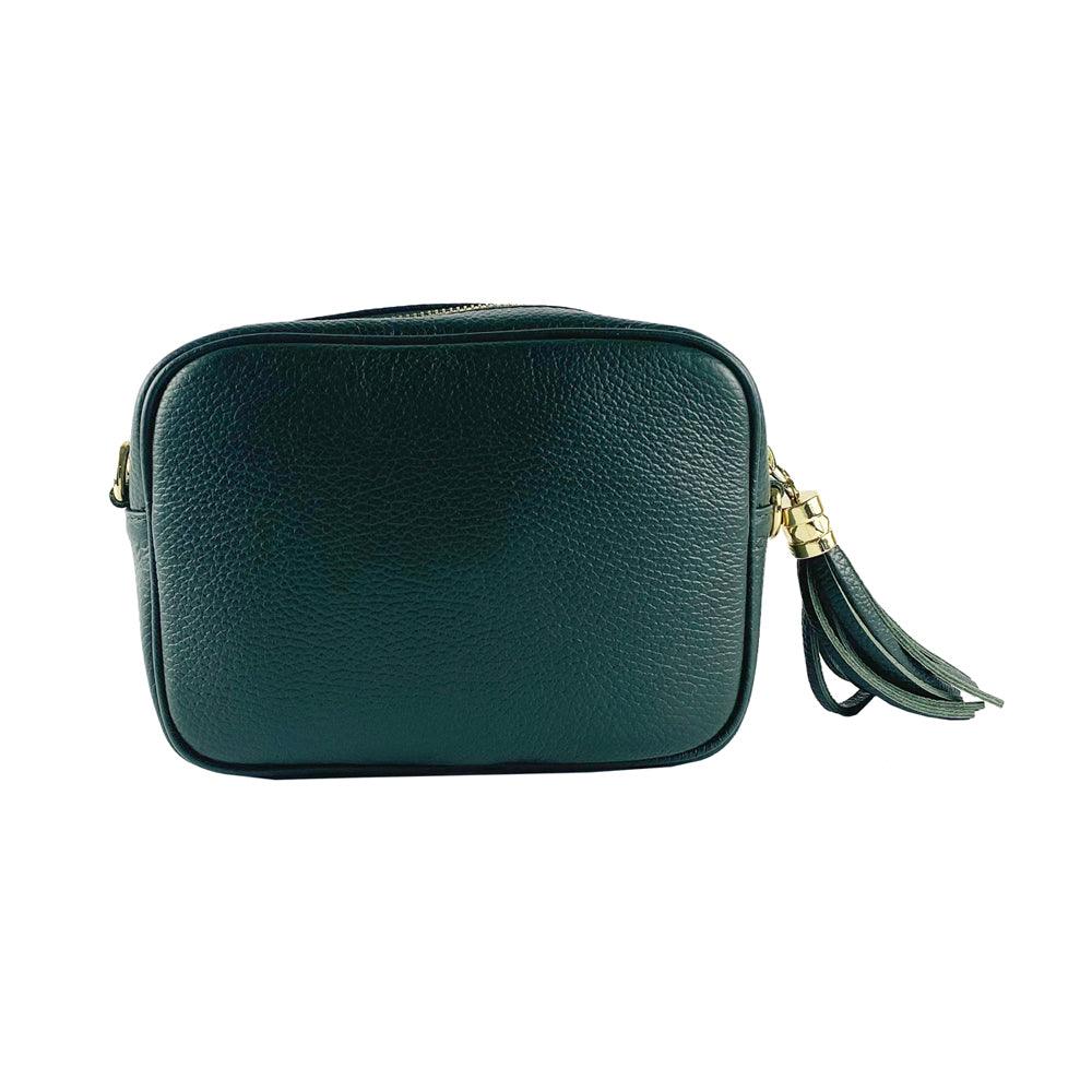 RB1024BF | Women's handbag in genuine leather Made in Italy with removable shoulder strap. Large internal removable bag. Glossy gunmetal-shopluxelook.store