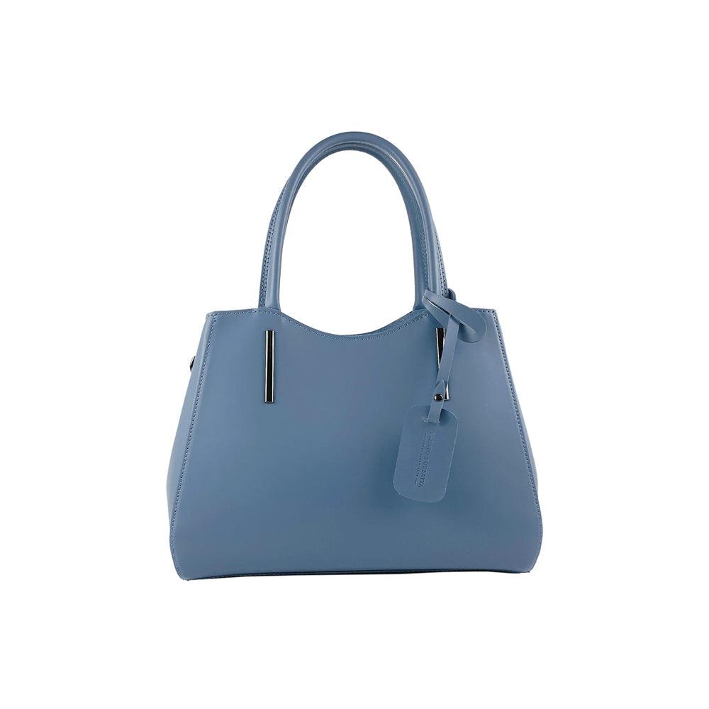 RB1024BF | Women's handbag in genuine leather Made in Italy with removable shoulder strap. Large internal removable bag. Glossy gunmetal-shopluxelook.store