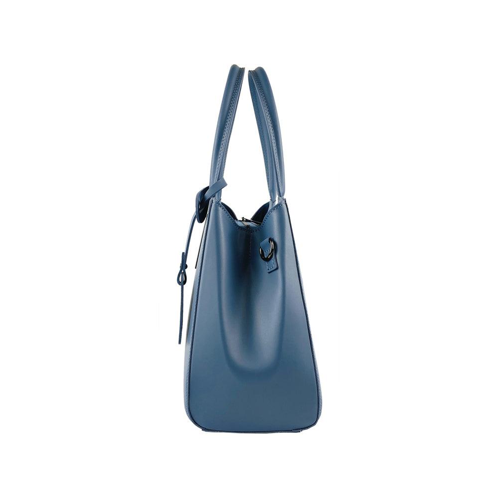 RB1024BF | Women's handbag in genuine leather Made in Italy with removable shoulder strap. Large internal removable bag. Glossy gunmetal-shopluxelook.store