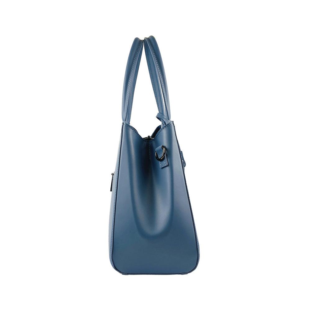 RB1024BF | Women's handbag in genuine leather Made in Italy with removable shoulder strap. Large internal removable bag. Glossy gunmetal-shopluxelook.store