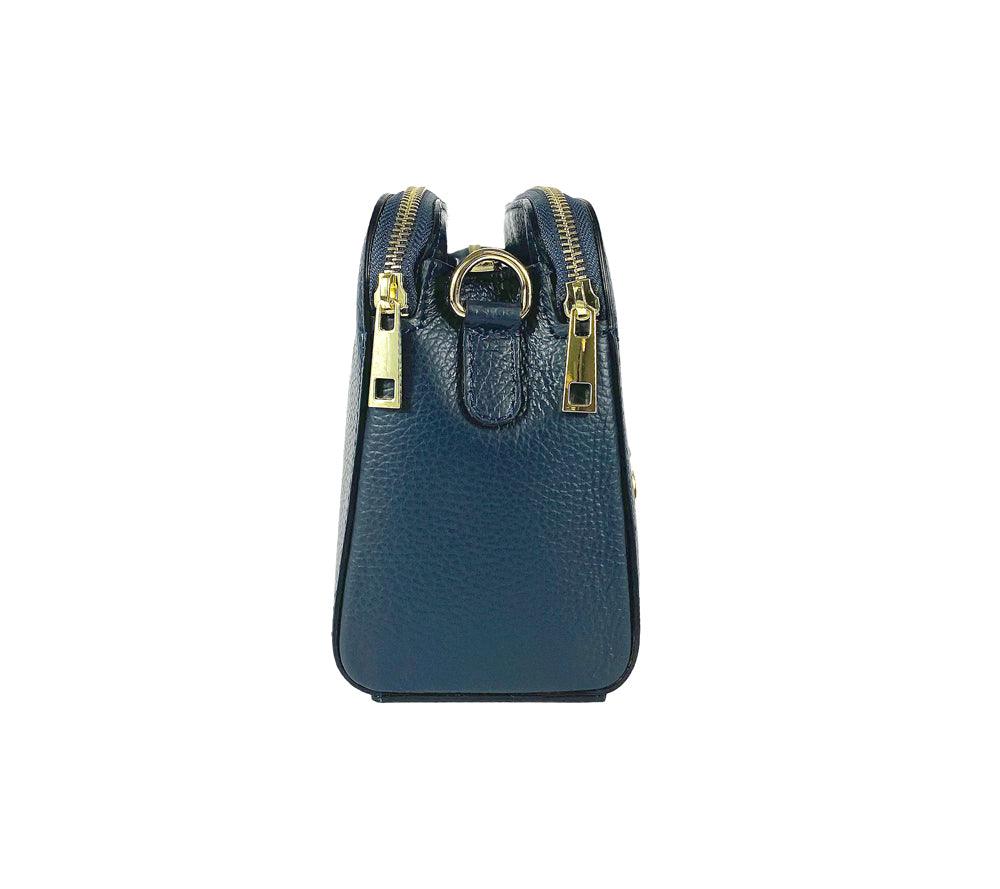 RB1024BF | Women's handbag in genuine leather Made in Italy with removable shoulder strap. Large internal removable bag. Glossy gunmetal-shopluxelook.store