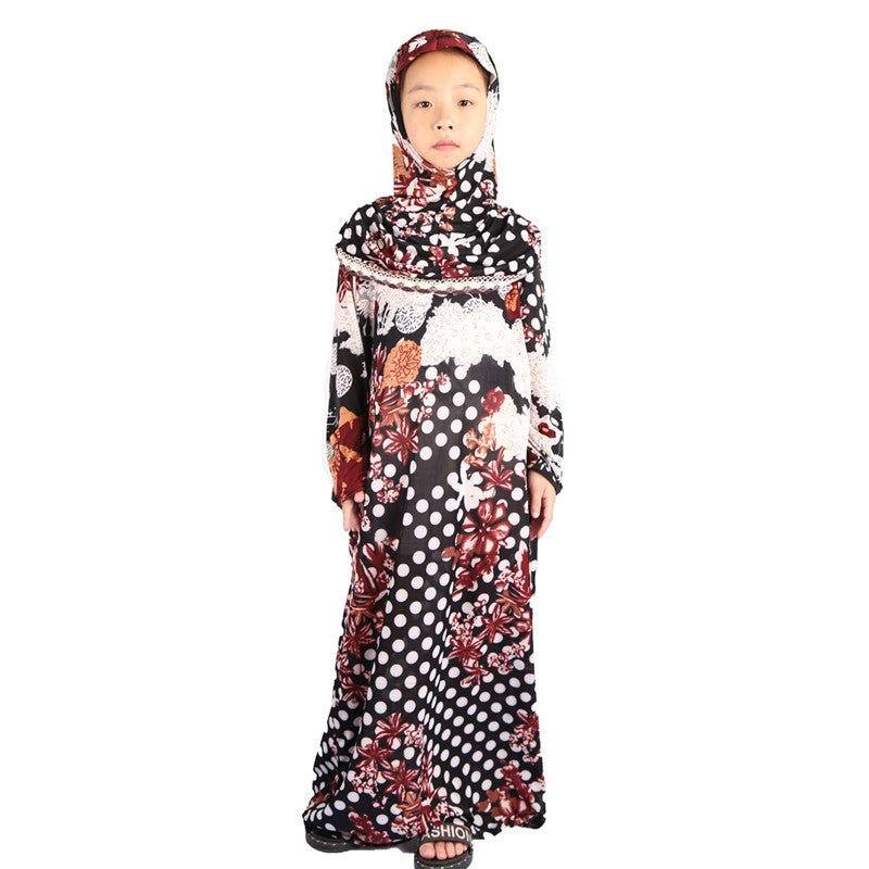 Robe Hui Girl Clothes Middle Eastern Islamic Floral Cloth Kids Prayer Robe - Luxury 0 by Shop Luxe Look