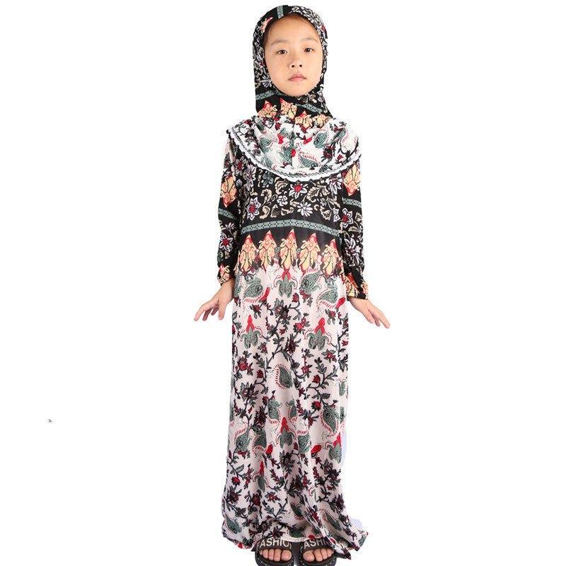 Robe Hui Girl Clothes Middle Eastern Islamic Floral Cloth Kids Prayer Robe - Luxury 0 by Shop Luxe Look