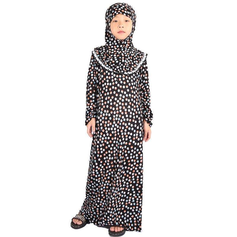 middle eastern kids prayer robe-Robe Hui Girl Clothes Middle Eastern Islamic Floral Cloth Kids Prayer Robe-shopluxelook.store