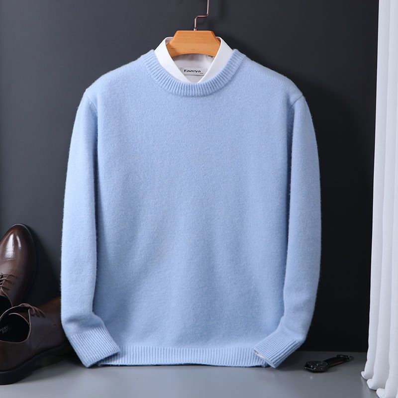 round neck sweater-Round Neck Sweater Men's Loose Oversized Knit Bottoming Shirt-shopluxelook.store