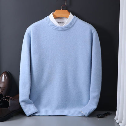 Round Neck Sweater Men's Loose Oversized Knit Bottoming Shirt - Luxury 0 by Shop Luxe Look