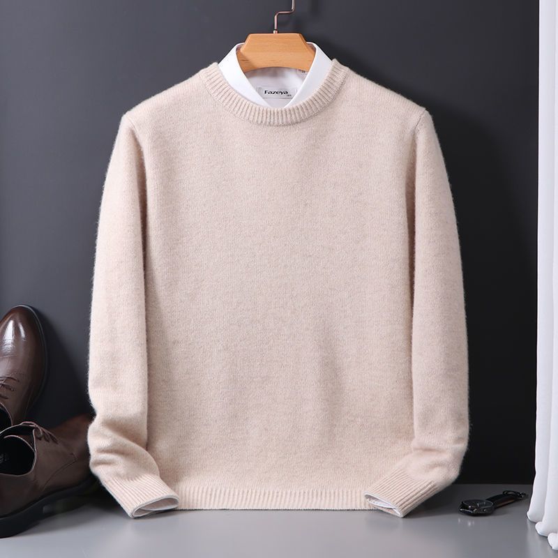 round neck sweater-Round Neck Sweater Men's Loose Oversized Knit Bottoming Shirt-shopluxelook.store