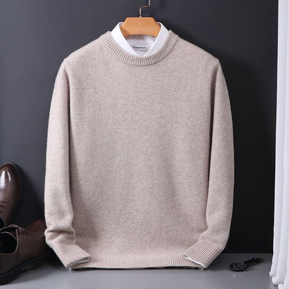 Round Neck Sweater Men's Loose Oversized Knit Bottoming Shirt - Luxury 0 by Shop Luxe Look