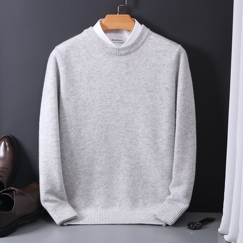 round neck sweater-Round Neck Sweater Men's Loose Oversized Knit Bottoming Shirt-shopluxelook.store