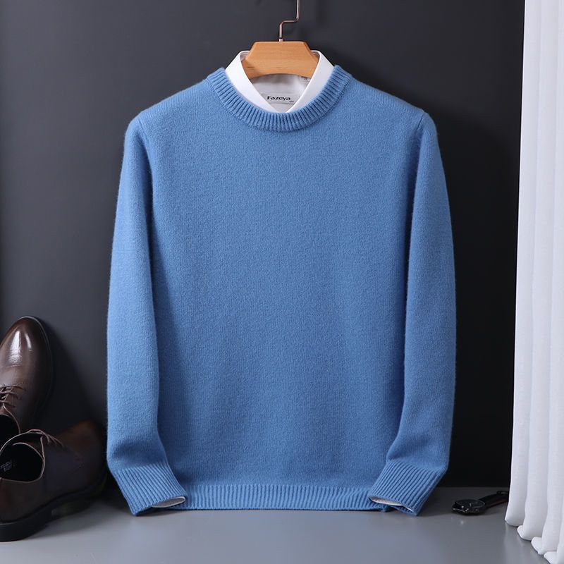 Round Neck Sweater Men's Loose Oversized Knit Bottoming Shirt - Luxury 0 by Shop Luxe Look