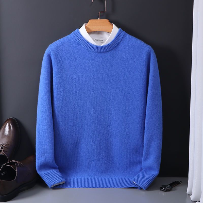 Round Neck Sweater Men's Loose Oversized Knit Bottoming Shirt - Luxury 0 by Shop Luxe Look