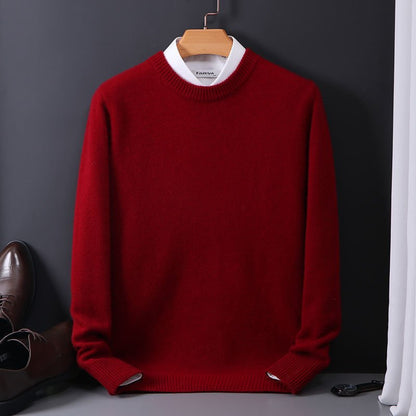 Round Neck Sweater Men's Loose Oversized Knit Bottoming Shirt - Luxury 0 by Shop Luxe Look