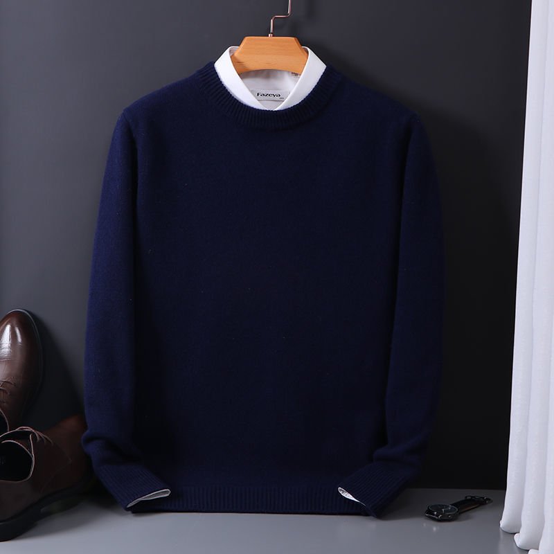 Round Neck Sweater Men's Loose Oversized Knit Bottoming Shirt - Luxury 0 by Shop Luxe Look